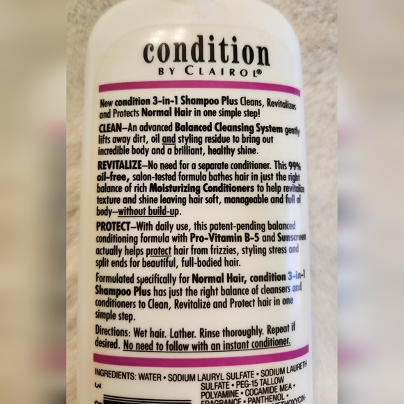 Vintage Clairol 3-In-1 Shampoo Plus Empty Bottle (1991) - Picture 8 of 9